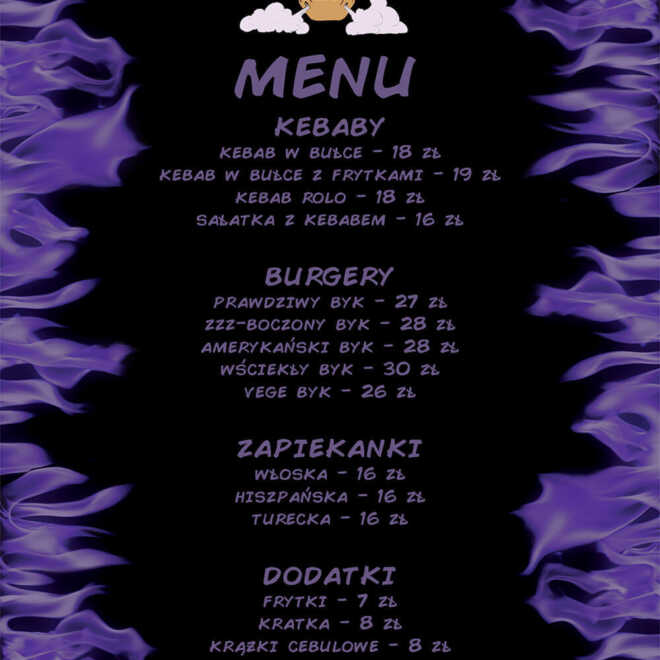 Leaflet with menu menu side